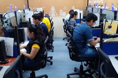 Agents at work on the contact center floor